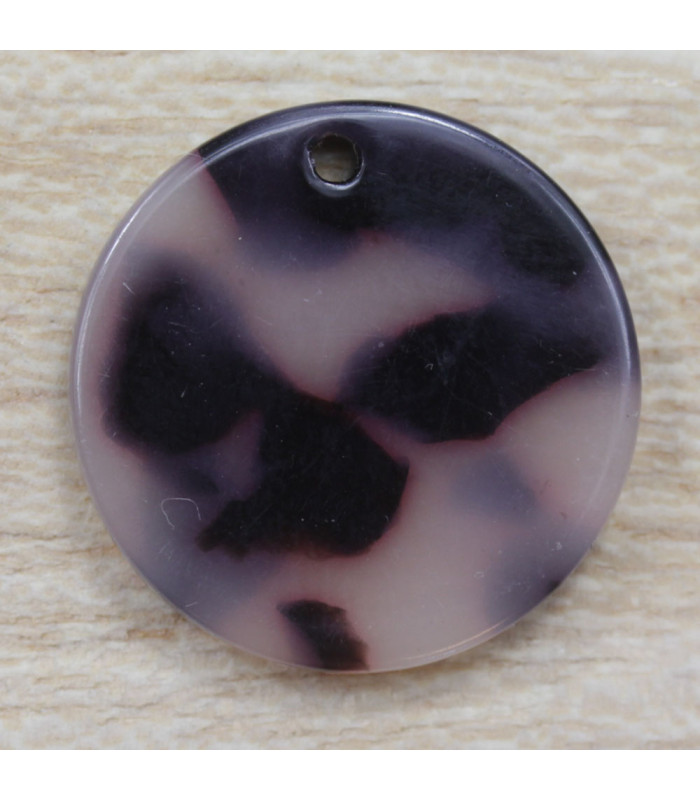 Pendentif Rond Plein noir et beige acétate