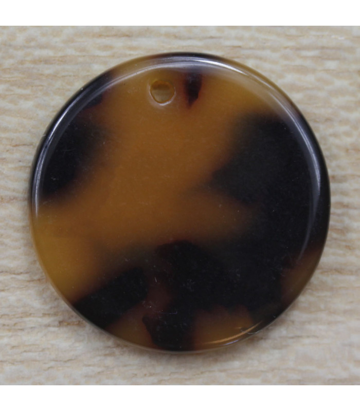 Pendentif Rond Plein noir et marron acétate