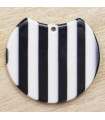 Pendentif Rond Coupé - Écaille de Tortue Tigré Blanc et Noir - 36x35mm - Acétate