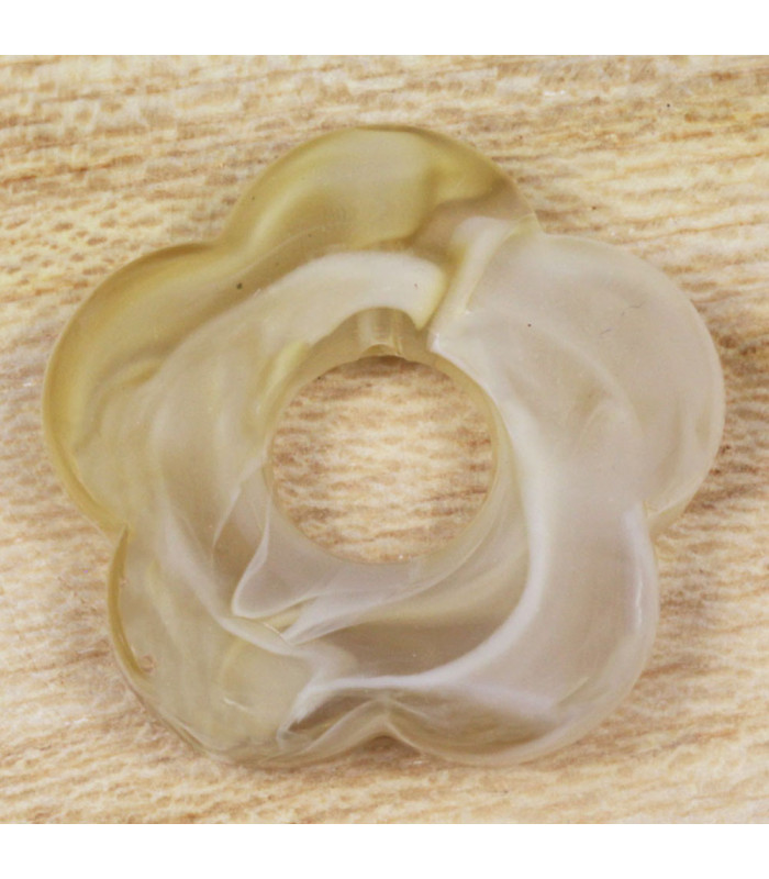 Perle Fleur Évidée percée en Acrylique Marron Clair marbré translucide