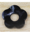 Perle Fleur Évidée percée en Acrylique Noir opaque Marbré - 27x5mm