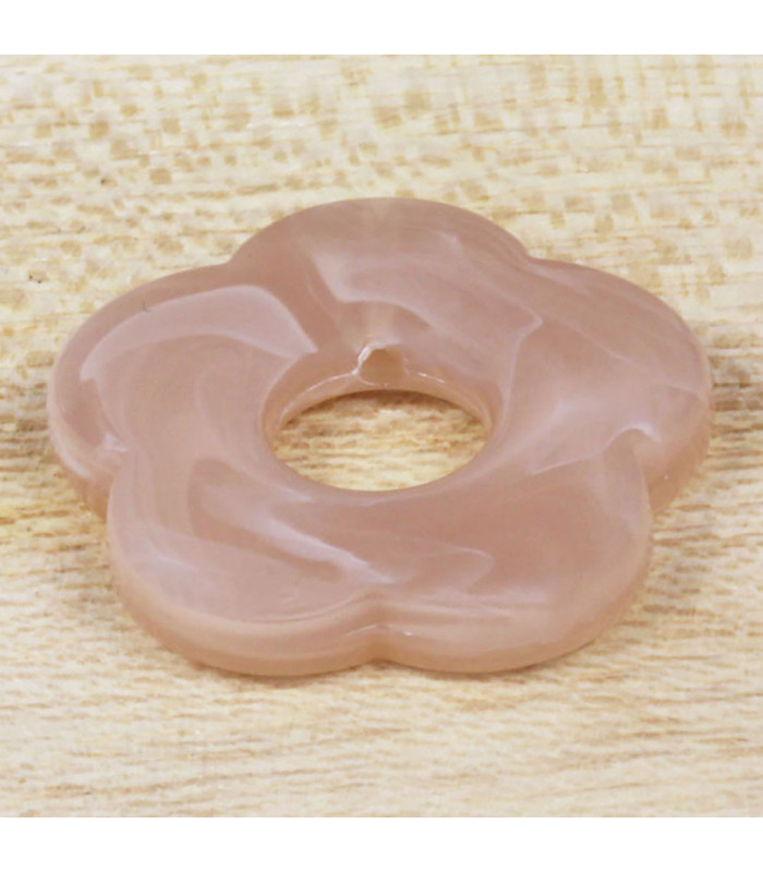 Perle Fleur Évidée percée en Acrylique Rose chair marbré translucide