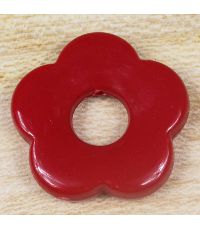 Perle Fleur Évidée percée en Acrylique Rouge opaque