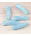 Perle mini tube incurvée en Acrylique 20x5mm - Bleu Dragée effet marbré