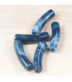 Perle mini tube incurvée en Acrylique 20x5mm - Bleu Lapis Lazuli effet marbré