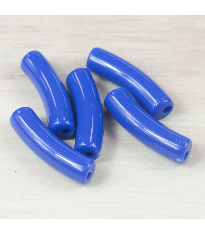 perle mini tube incurvé bleu opaque