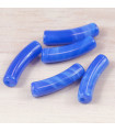 Perle mini tube incurvée en Acrylique 20x5mm - Bleu effet marbré