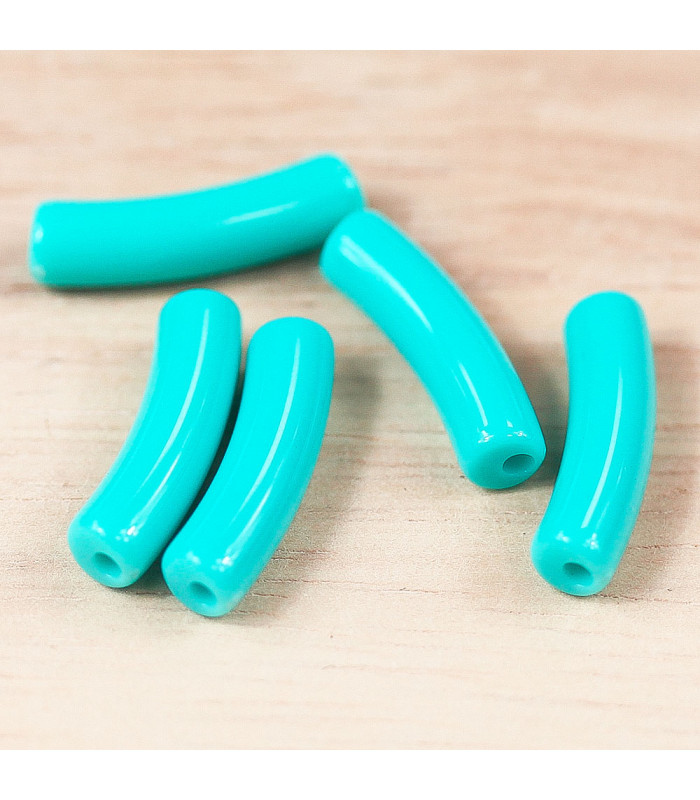 perle mini tube incurvé bleu opaque turquoise