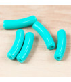 Perle mini tube incurvée en Acrylique 20x5mm - Bleu Turquoise Opaque