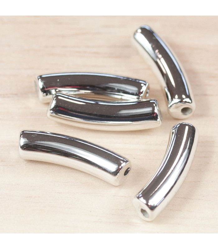 perle tube mini tube incurvé argenté