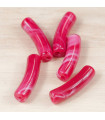 Perle mini tube incurvée en Acrylique 20x5mm - Rose Fuchsia effet Marbré