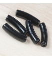 Perle mini tube incurvée en Acrylique 20x5mm - Noir Opaque