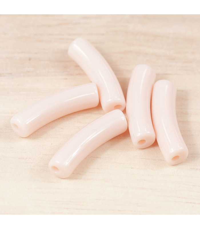 perle mini tube incurve rose peche pale