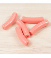 Perle mini tube incurvée en Acrylique 20x5mm - Rose Saumon Opaque